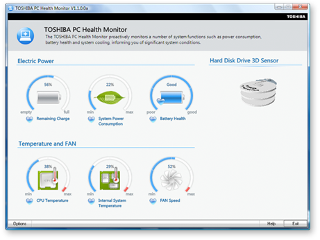 Toshiba PC Health Monitor Screenshot